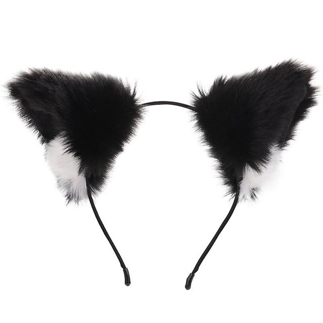 Diadema con orejas de piel hecha a mano, accesorios para disfraces de Halloween y Navidad