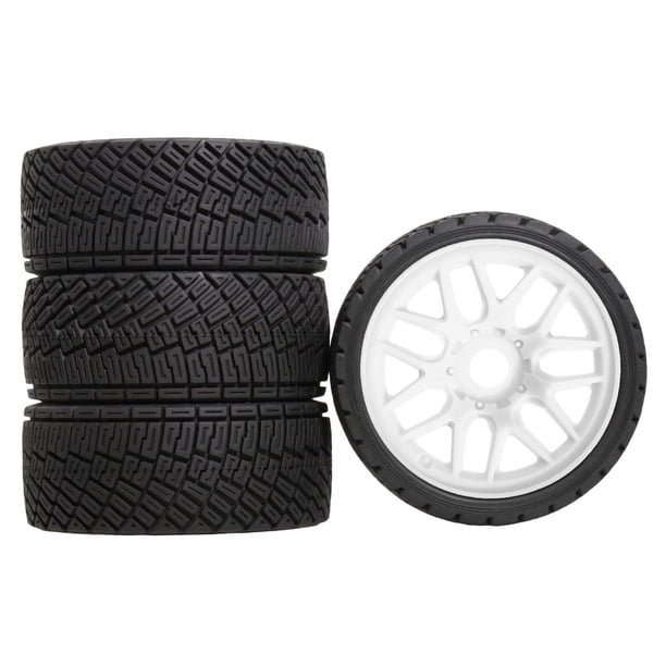 4 neumáticos para coches RC, neumáticos de repuesto para coches a escala, fabricados en PP resistente para mayor durabilidad. Blanco