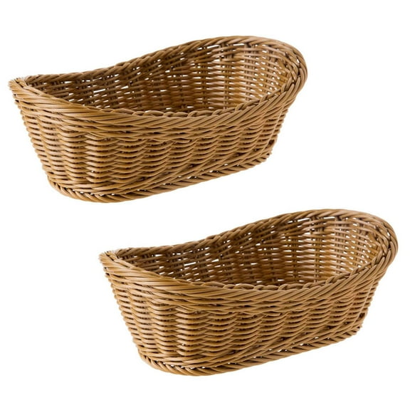 New Arrivals 2X Oval Wicker Woven Basket Bread Serving Basket,11 Inch Storage for Food Fruit Cosmetic Table Top