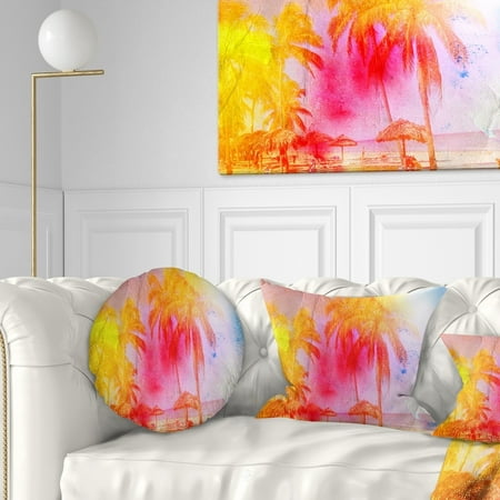 Design Art Designart Retro Palms Yellow Watercolor Trees