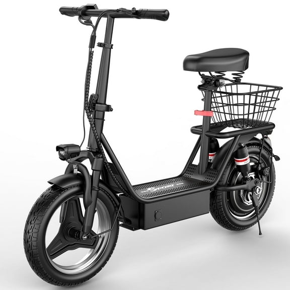 ASKGO K10 Commuter Electric Scooter,1200W Peak Motor 720Wh High-Performance E-scooter, 14 " Commuter Electric Scooter with Seat &Carry Basket-Up to 35Miles 25MPH,Electric Scooter Max Load 385 lbs