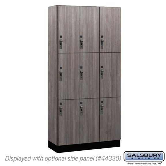Salsbury Industries 43365SW 12 in. Wide Premier Wood Locker - Triple Tier - 3 Wide - 6 ft. High - 15 in. Deep - Skyline Walnut - Hasp
