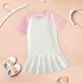 thumbnail image 2 of PINQI 2025 Summer Children's Clothing Dresses Girl Love Dress Knitted Cotton Cute Princess Dress With Short Sleeve Pleated Skirt(a-Pink,12-18Months), 2 of 9