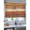thumbnail image 5 of Sheer Curtains 45 Inch Length, Farmhouse Burnt Orange Brown Semi Sheer Curtains Light Filtering Window Treatment, Vintage Wooden Striped Privacy Voile Drapes for Living Room Bedroom 52x45 Inch, 5 of 7