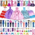 thumbnail image 1 of Cfowner 50 Pcs Doll Clothes Outfit for 11.5 Inch Doll, Doll Accessories Collection with 3 Princess Dresses+10 Dressest+6 Tops+6 Pants+5 Bikinis+5 Accessories+5 Bags+10 Shoes(Random Style), 1 of 7