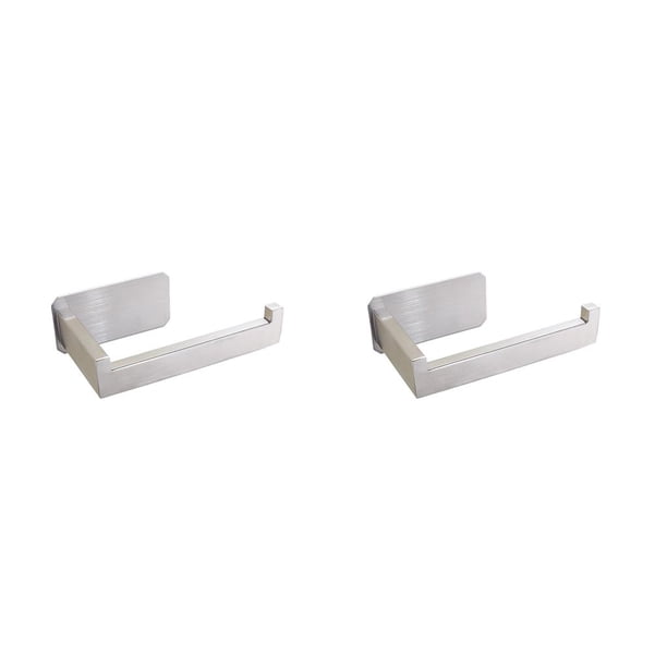 Cateissary Colgador de acero inoxidable para el hogar, soporte de papel autoadhesivo a prueba de herrumbre, gran capacidad de carga, toalla de Plata 2piezas