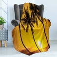 thumbnail image 4 of Tropical Soft Flannel Fleece Blanket, Tropical Sunset Coastal Theme Beach Coconut Trees Exotic Vacation Picture, Cozy Plush for Indoor and Outdoor Use, 50" x 70", Pale Orange Brown, by Ambesonne, 4 of 5