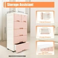 thumbnail image 4 of 5 Layer Plastic Storage Drawers with 6 Drawers Pink Closet Drawers Dresser Organizer Unit Clothes Storage Bins with Casters Home Bedroom Storage Cabinet Large-Capacity Cabinet, 4 of 14