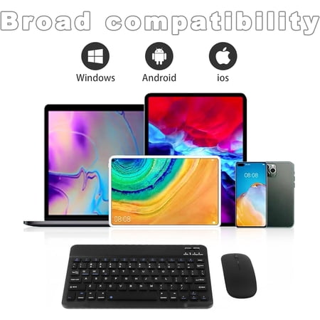 HRTGFD-Wireless Keyboard and Mouse Ultra-Slim Rechargeable Bluetooth Keyboard Mouse Combo Cute Small Portable Compact Bluetooth Keyboard and Mouse Combo for iPad Tablet iPhone Smartphone Android Wind