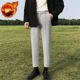 thumbnail image 3 of Pantalones de traje masculino elásticos de sastrería social con trenzas Pantalones de verano para hombre drapeados rectos fluidos ajustados elásticos de negocios elegantes, 3 of 5