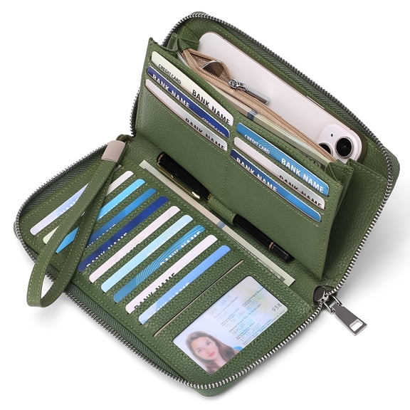 GASTROPOD Women Wallet RFID Blocking Leather Zip Around Wallet Large Capacity Long Purse Credit Card Clutch Wristlet