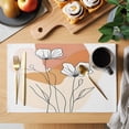 Boho Floral Placemats Set of 6,Cotton Linen Fabric Place Mats,Abstract ...