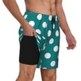 thumbnail image 2 of Daiia Teal And White Polka Dot Mens Swim Trunks Swim Shorts Quick Dry Swim Shorts with Mesh Lining Pockets-Large, 2 of 9