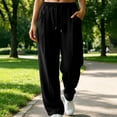 thumbnail image 2 of Edvintorg Sweat Pants for Womens Plus Size Elastic Waisted Wide Leg Sweatpant Loose Casual Drawstring Jogger with Pocket Trendy Womens Clothes S-3XL Black, 2 of 6