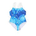 thumbnail image 2 of Girls Swimsuit Fashion Prints Swimming 1Pc Kids Bathing Suit Beachwear Cute Girls' Swimwear Blue 6-7 Years, 2 of 4