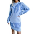 thumbnail image 1 of CEHVOM Women Casual Loose Geometric Patterns Sweater Knit Dress, 1 of 6