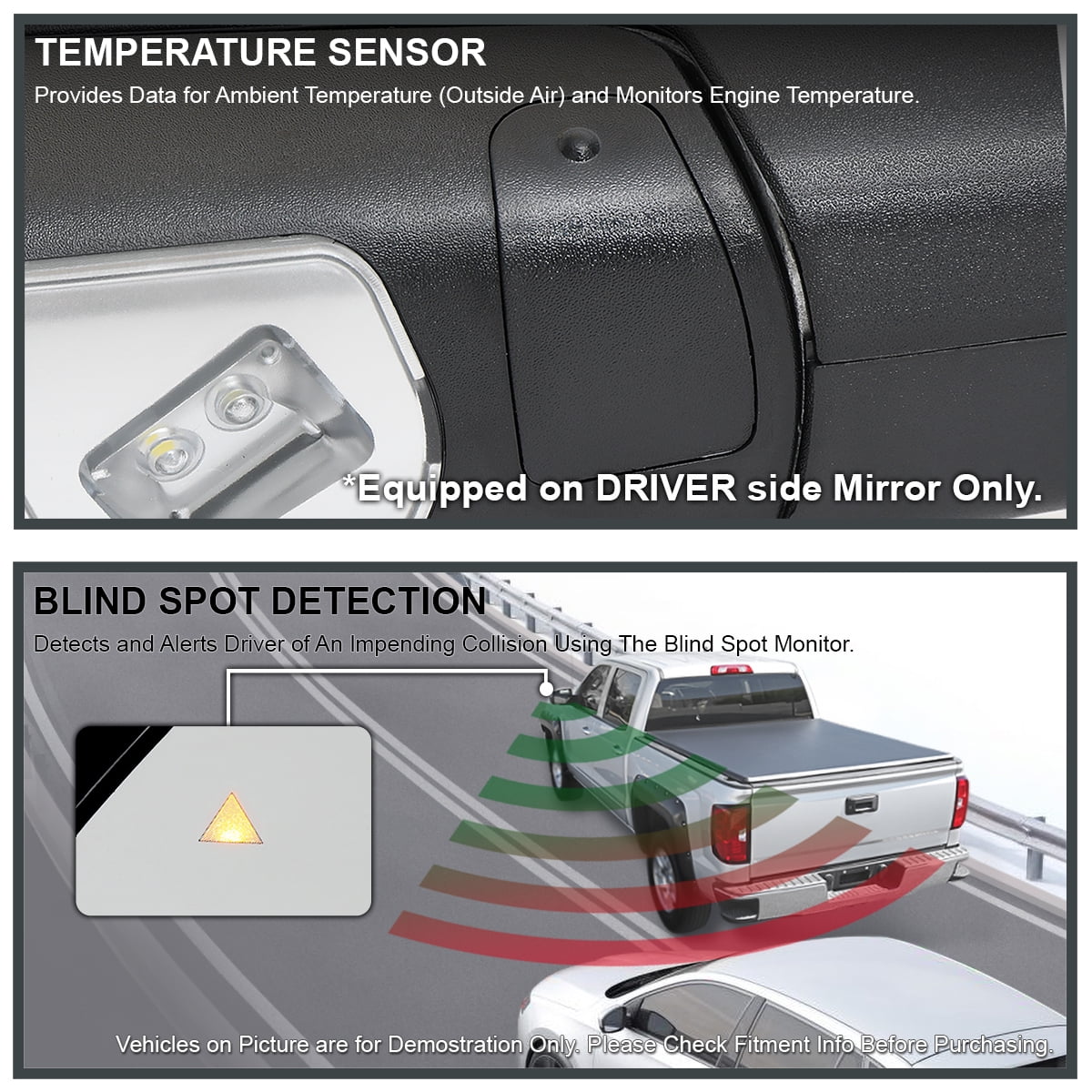 Spec-D Tuning Black Left Driver Side Power Heated Manual Fold Tow Mirror w/ Puddle Light + Blind Spot Compatible with 2019-2022 Ram 2500 3500