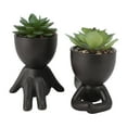 thumbnail image 2 of 2pcs Cute Human Shaped Mini  Succulent Flower Pots with Artificial Plants, Suitable for Home Decor, Office Decor, Shelf Decor, 2 of 8