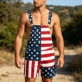 thumbnail image 2 of FUZHIQ Bib Overalls for Men Adjustable Straps Shorts Jumpsuit American Flag Printed Romper with Pockets for Independence Day Festival Daily Wear, 2 of 4