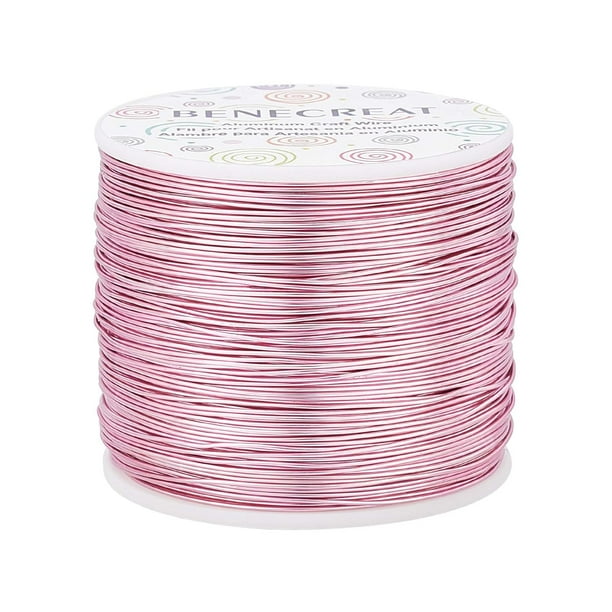 Alambre de aluminio flexible de calibre 20 y 770 pies para bisutería, resistente y flexible, ideal para manualidades y abalorios. Color rosa.