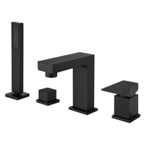 Deck Mounted 4-Hole Roman Tub With Hand Shower Trim, Matte Black Bathroom Bathtub Faucet