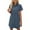 Blue2, variant on GEWSEY Women's Short Sleeve Button Down Flowy Tiered Denim Dress (Grey, XL)