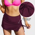 thumbnail image 6 of Attraco High Waisted Swim Skirt For Women Split Sporty Drawstring Skirted Swim Bottom with Built-in Panty, 6 of 8