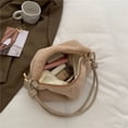 thumbnail image 2 of Bolsa de hombro de felpa Correa de PU Otoño Invierno Dama Tote con colgante de flor (Caqui) Ehuebsd Para Estrenar, 2 of 9