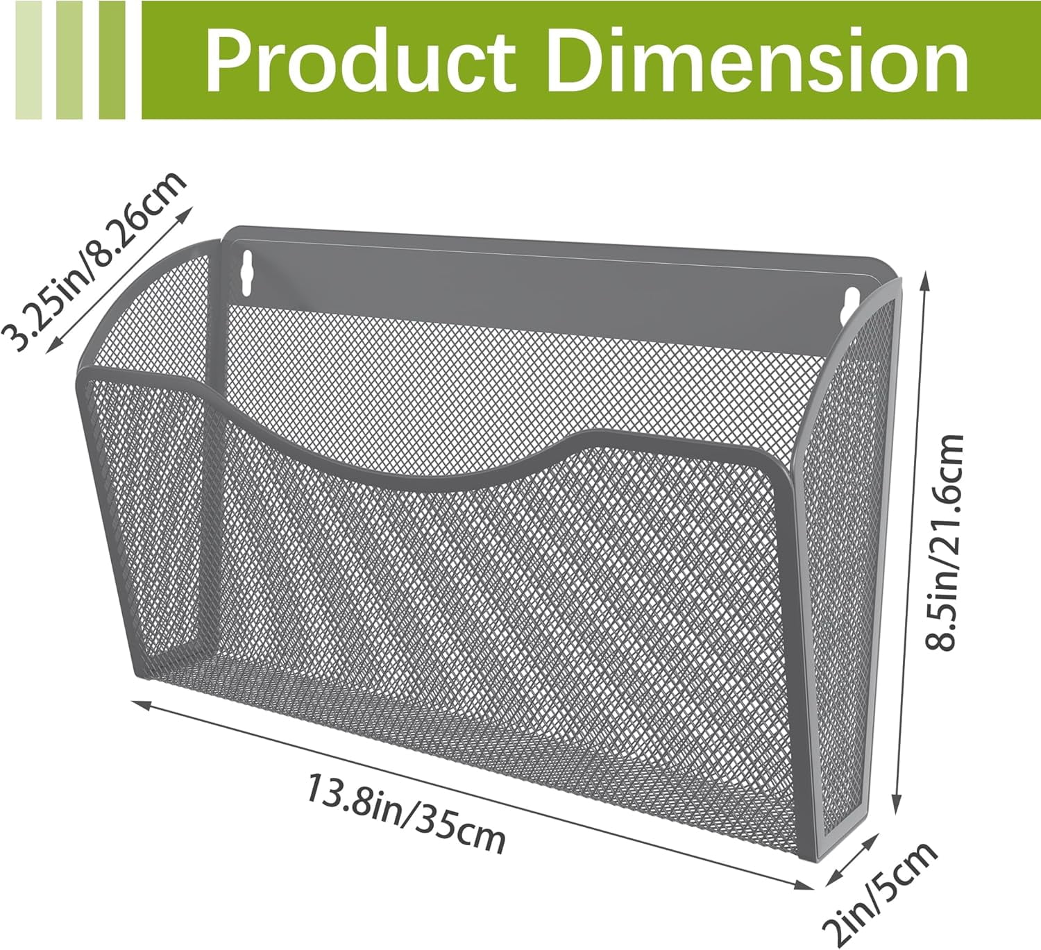 Wall File Organizer, Metal Mesh Hanging File Folder Holder for Letter/A4 Size Folders, Vertical Wall Mount Mail Sorter for Office Paperwork, Classroom, Silver