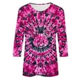 thumbnail image 5 of CYMMPU Loose Fit Tunic Tops Boho Blouses for Women Dressy Casual Summer Fashion Shirts Tie Dye Spring Tops 3/4 Sleeve Round Neck Ombre T-Shirts XXL, 5 of 5