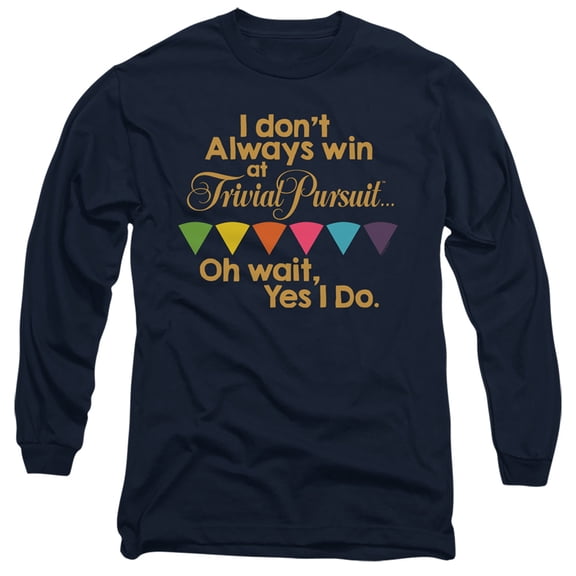Trivial Pursuit I Always Win Long Sleeve Adult 18/1 T-Shirt Navy
