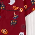 thumbnail image 6 of JIAYUE Girl Kids Pajamas Sets Halloween Pattern Printed With Notched Collar Short Sleeve Tops And Shorts For Home Wear Cozy For Lightweight And Breathable Comfort Sleepwear,9-10 Years, 6 of 9