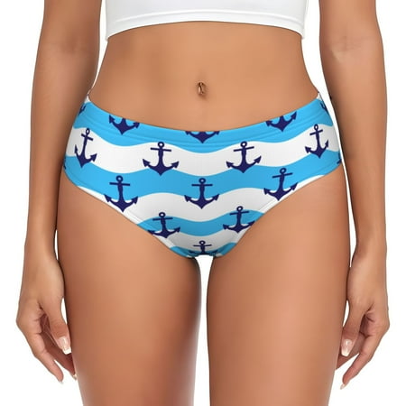 Womens Underwear - anchors cute blue white wave No Show Seamless Underwear for Women  Soft Sexy Stretch Women s Panties  Hipster Ladies Panties Bikini Underwear Briefs