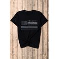 thumbnail image 2 of Women's Black Glittering Rhinestone American Flag Pattern T-Shirt, 2 of 7