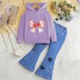 thumbnail image 2 of Toddler Baby Girl Fall Winter Clothes 24 Months 2T 3T 4T 5T 6T 7T Girls Long Sleeve Sweatshirt Pullover Tops + Flare Pants Outfit Set Toddler Girl Outfit L Size 5-6 Years, 2 of 4
