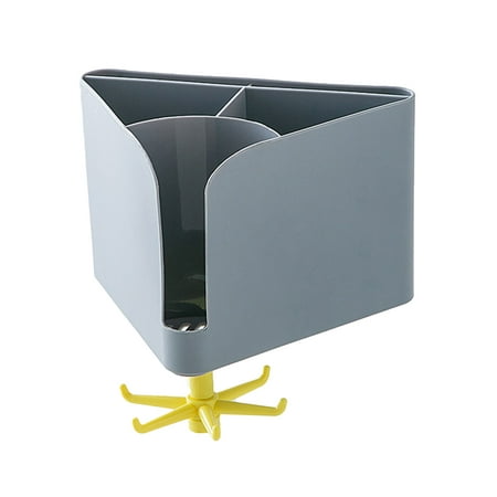 

Zchome Practical Individual Grid Storage Rack Wall Mounted Punch-free Plastic Utensils Rack for Home