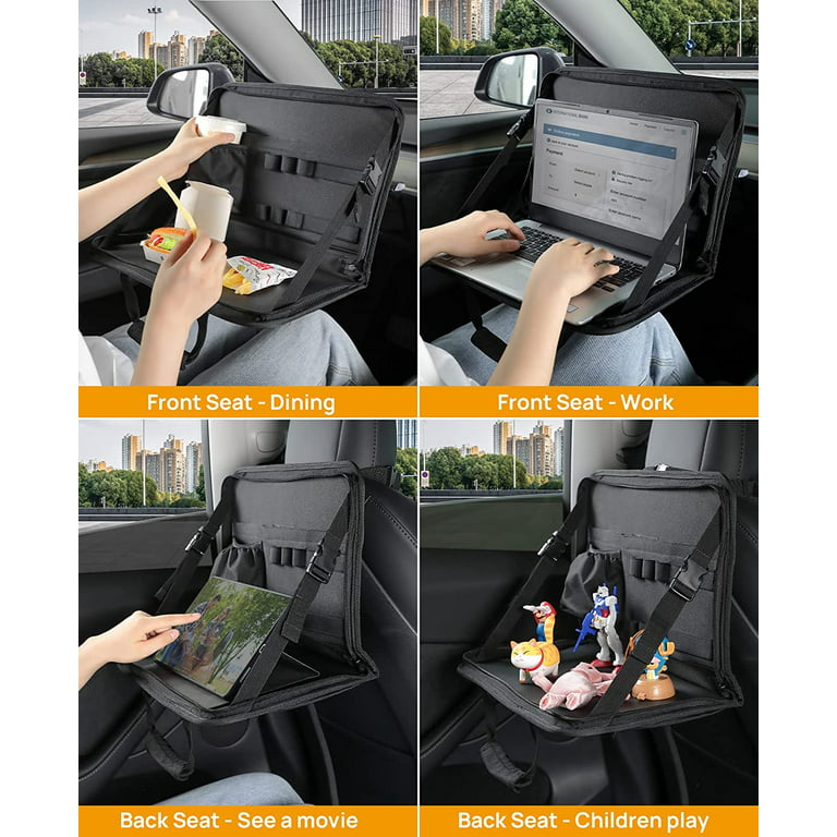 3 in 1 Steering Wheel Eating Tray(16.34''*11.8''), Car Back Seat Laptop  Desk, Multifunctional Car Office Bag, Car Work Table for Writing, Car  Organizer for Kids, Commuters, Family