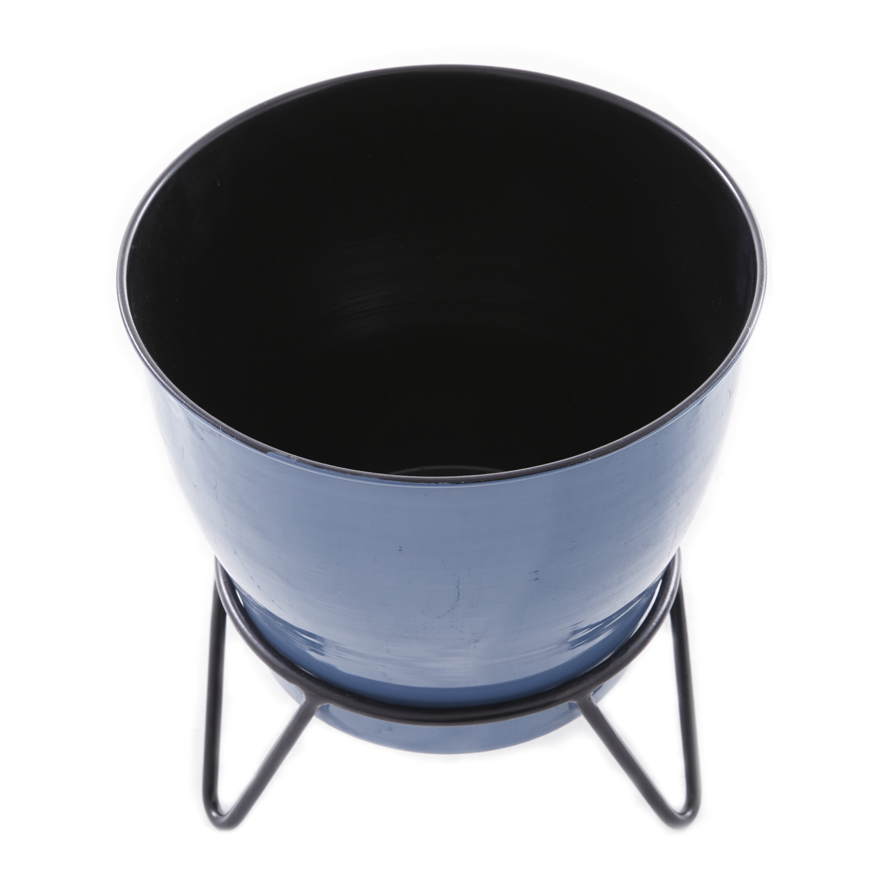 DecMode 11", 9"H Blue Metal Planter (2 Count)