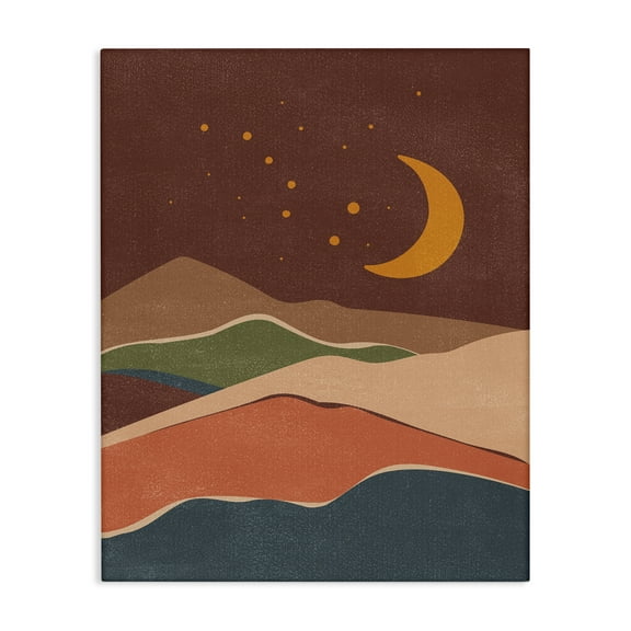 Stupell Industries Earthtone Desert Moon Landscape & Nature Painting Wrapped Canvas Art Print Wall Art, 16 x 20