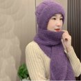 thumbnail image 5 of Xfvqtps Womens Cap Scarf Integrated Knit Solid Color Stretch Windproof Coldproof Warm Versatile Thickened Fall Winter Soft Beanie Purple, 5 of 5