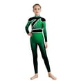 thumbnail image 7 of iiniim Girls Kids Sparkly Color Block Gradient Long Sleeve Figure Skating Gymnastics Leotard Full Body Jumpsuit Bodysuit Green 16, 7 of 7