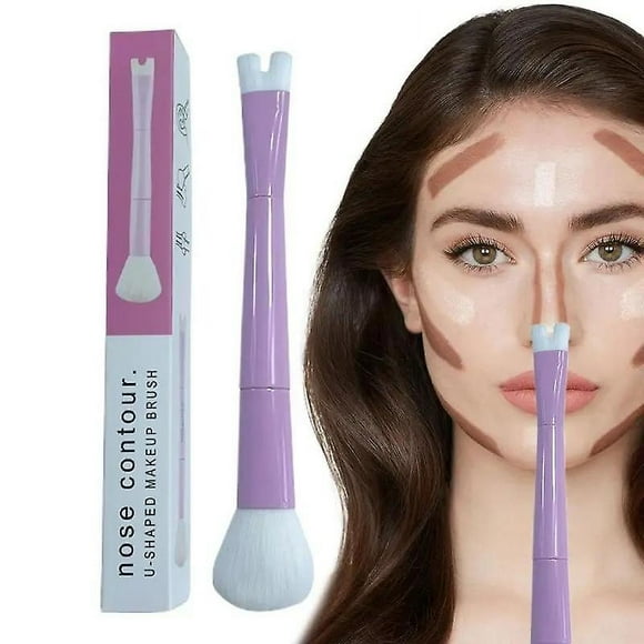 Nose Contour U-shaped Makeup Brush For Sculpting And Defining Nose Contour 2-in-1 Precision Duo Contour Brush Buffing Brush 1pc