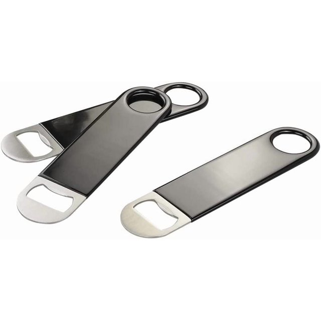 Bartender Bottle Openers, Bar Blade, Beer Openers, 3 Pack by Professional Grade: Rubber Coated, Stainless Steel.