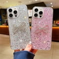 thumbnail image 2 of for iPhone Case,Cute Crystal Bling Glitter with Diamend Rhinestone Bow Silicone Soft Shockproof Phone Case (Silver,iPhone 14 Pro Max), 2 of 6