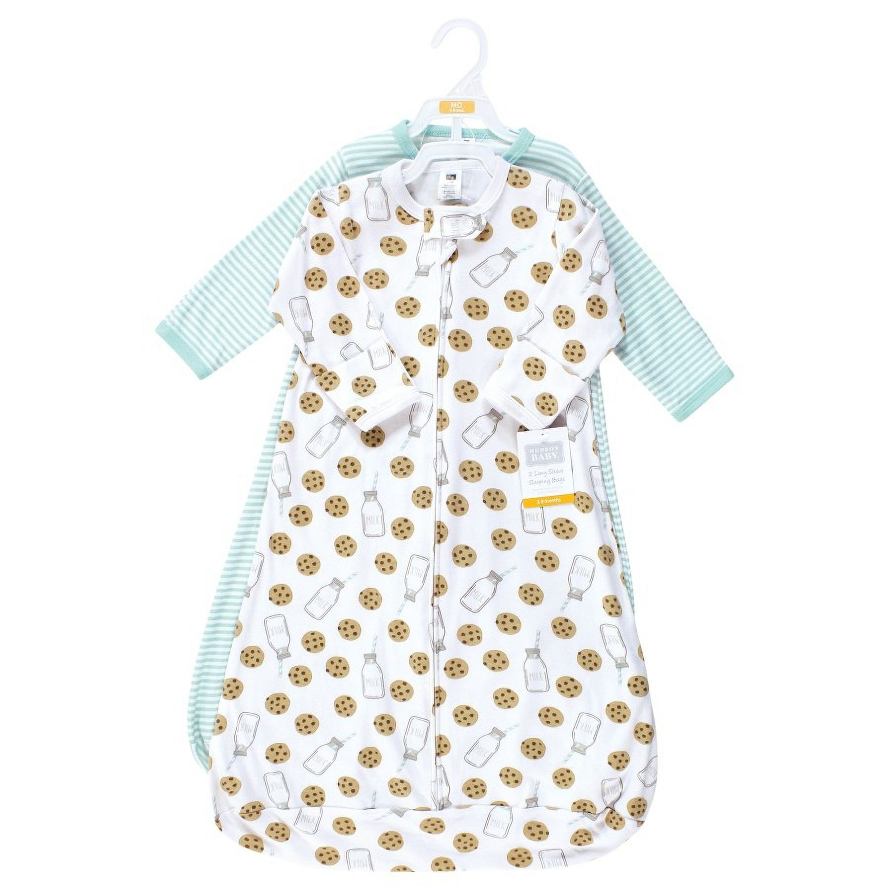 Hudson Baby Cotton Long-Sleeve Wearable Sleeping Bag, Sack, Blanket, Mint Milk Cookies Long Sleeve, 18-24 Months