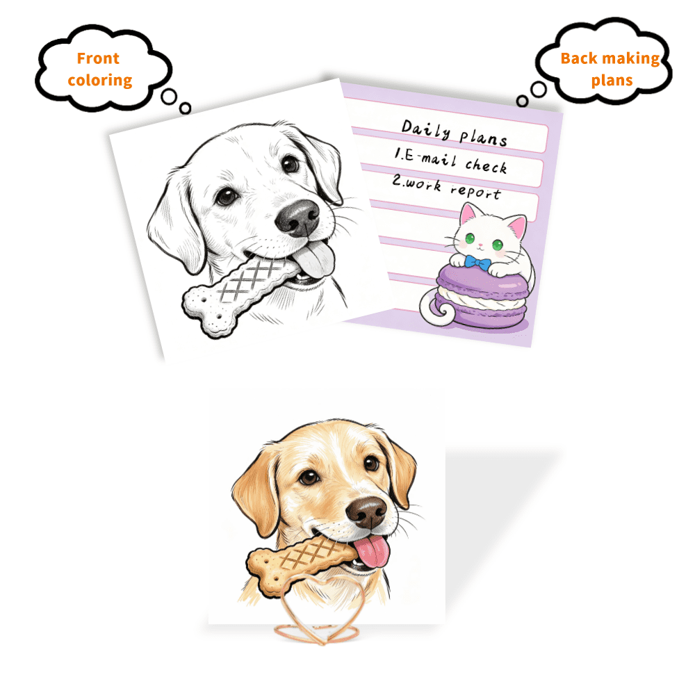 100 Pcs Double-Sided Coloring Sticky Notes: Original Unique Patterns, One Side Coloring One Side Writing