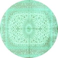 thumbnail image 1 of Ahgly Company Machine Washable Indoor Round Medallion Turquoise Blue Traditional Area Rugs, 8' Round, 1 of 4
