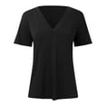 thumbnail image 6 of Women Summer Tops Womens Tops Dressy Casual V Neck Short Sleeve Shirts Loose T Shirts Trendy Tunic Blouses Comfy Long Sleeve for Women And Blouses for Loose Graphic Tee Extra Small Long Black S, 6 of 7
