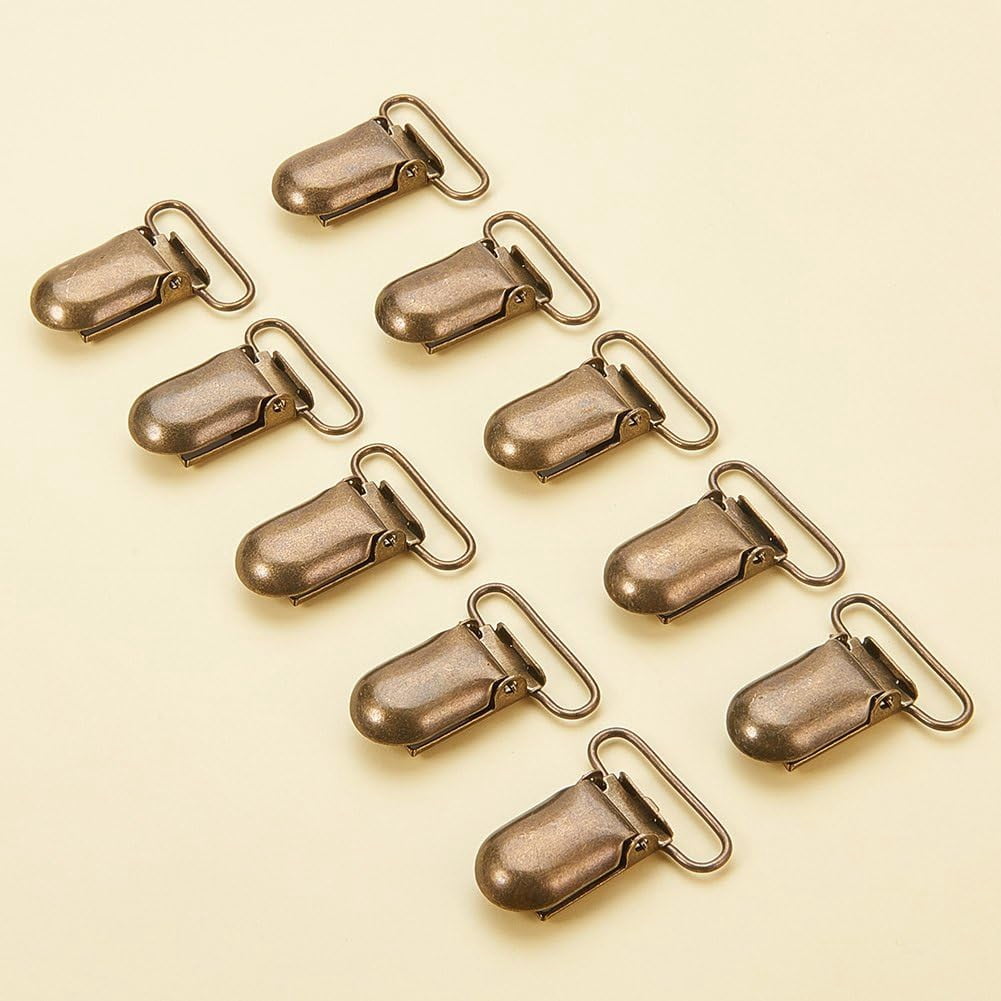 Metal Iron Baby Pacifier Clips Antique Bronze 35x15mm