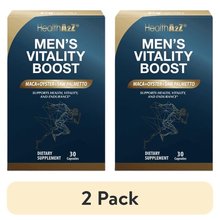 (2 pack) HealthA2Z Mens Vitamins and Testosterone Booster with Zinc, Vitality Boost for Prostate Health, 30 Capsules